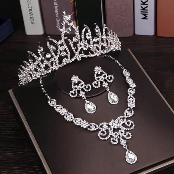 earrings & necklace luxury silver plated crystal bridal jewelry sets rhinestone tiaras crown set wedding african beads
earrings & necklace luxury silver plated crystal bridal jewelry sets rhinestone tiaras crown set wedding african beads