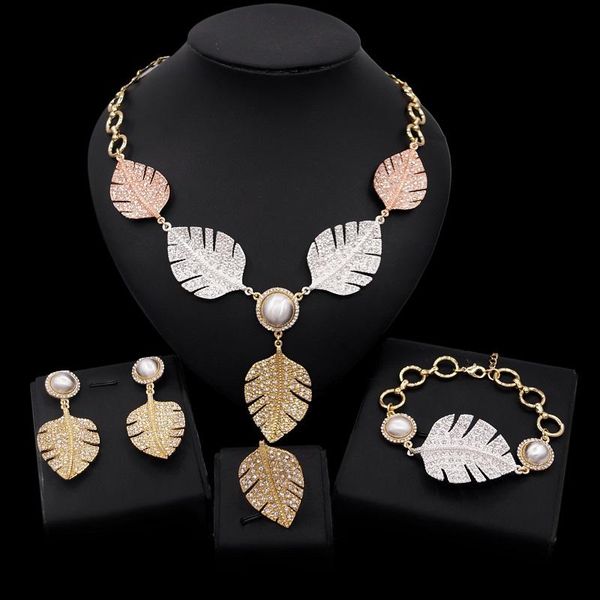yulaili dubai gold jewelry sets for women big leaf shape crystal pendant necklace earrings bracelet ring trendy jewelery set, Silver
yulaili dubai gold jewelry sets for women big leaf shape crystal pendant necklace earrings bracelet ring trendy jewelery set, Silver