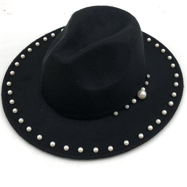 berets 2021 women men wool fedora hat with pearl ribbon gentleman elegant lady winter autumn wide brim panama jazz cap, Blue;gray
berets 2021 women men wool fedora hat with pearl ribbon gentleman elegant lady winter autumn wide brim panama jazz cap, Blue;gray