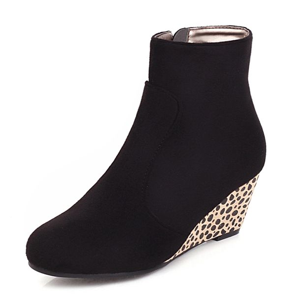 the rounded toe inclination with naked heel print leopard polka dots, internal elastic foot-print boots of 1rwe, Black
the rounded toe inclination with naked heel print leopard polka dots, internal elastic foot-print boots of 1rwe, Black