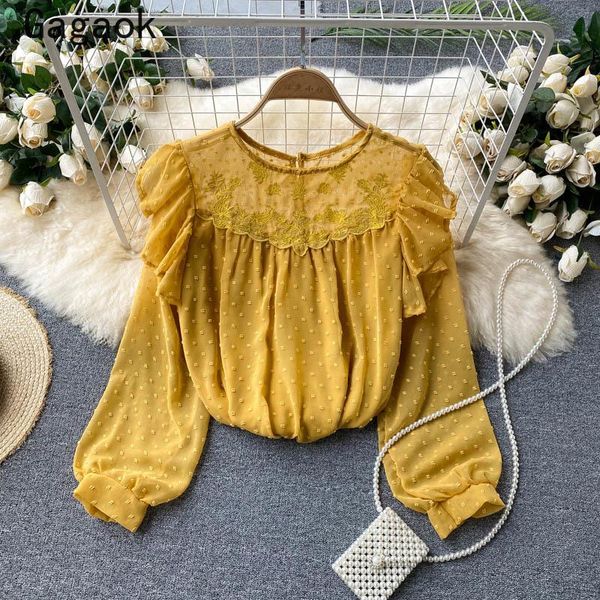 women's blouses & shirts gagaok blusas chiffon women 2021 spring summer o-neck full embroidery puff sleeve solid shirt slim fashion chi, White
women's blouses & shirts gagaok blusas chiffon women 2021 spring summer o-neck full embroidery puff sleeve solid shirt slim fashion chi, White