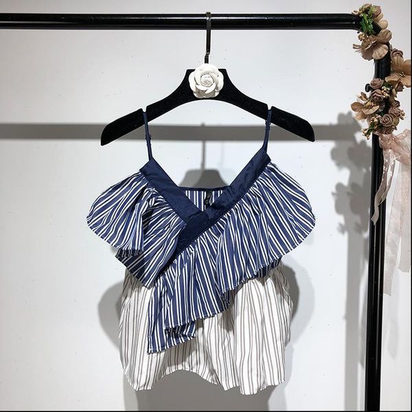 korean 2021 summer v collars lotus leaf edge shoulder strap tanks splice striped ruffles patchwork high street camis, White
korean 2021 summer v collars lotus leaf edge shoulder strap tanks splice striped ruffles patchwork high street camis, White