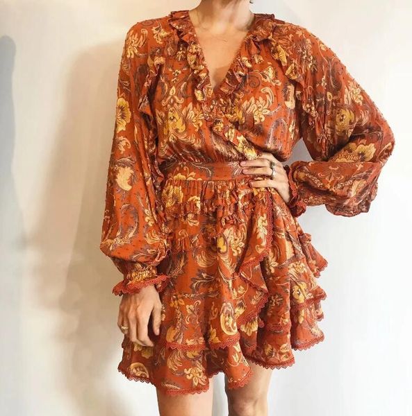 2021 bohemia orange pteris flower print long sleeve wrap dress holiday beach woman ethnic ruffles short summer dresses vestido, Red
2021 bohemia orange pteris flower print long sleeve wrap dress holiday beach woman ethnic ruffles short summer dresses vestido, Red