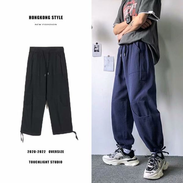 2020 summer new ins overalls men's fashion brand loose straight tube wide leg drawstring sports cloth pants, Black
2020 summer new ins overalls men's fashion brand loose straight tube wide leg drawstring sports cloth pants, Black