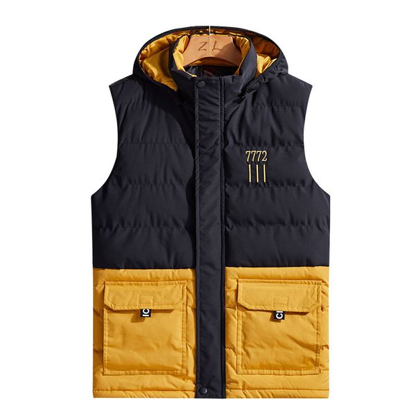 autumn and winter men's vertical collar thickened color matching down cotton jacket large casual versatile vest, Black;white
autumn and winter men's vertical collar thickened color matching down cotton jacket large casual versatile vest, Black;white
