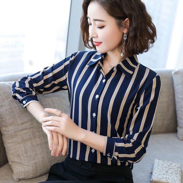 women's blouses & shirts 2021 spring long-sleeved vertical stripes chiffon shirt women cardigan professional wear all-match, White
women's blouses & shirts 2021 spring long-sleeved vertical stripes chiffon shirt women cardigan professional wear all-match, White