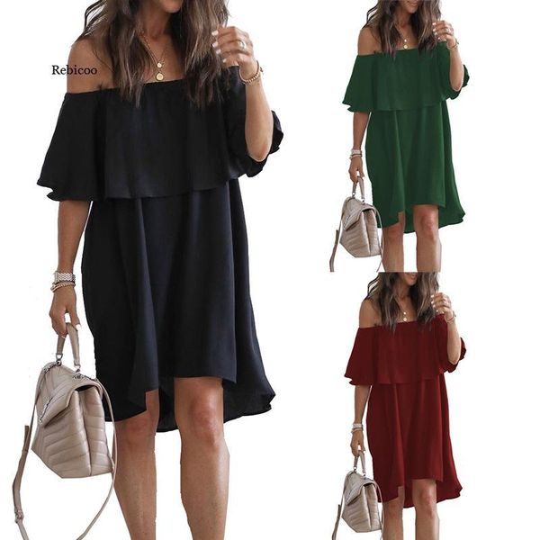 party dresses summer dress women clothing black ruffles slash neck butterfly sleeve casual loose for vestidos femme robes, White;black
party dresses summer dress women clothing black ruffles slash neck butterfly sleeve casual loose for vestidos femme robes, White;black