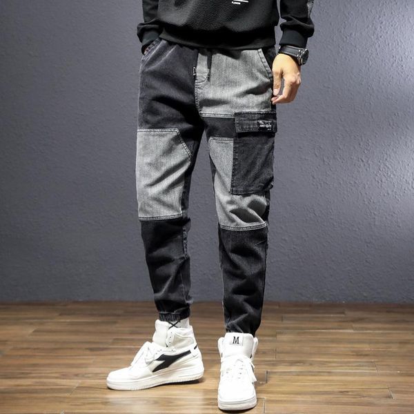 men's pants cargo with multi-pocket patchwork jeans jogging mens hip hop clothing denim pencil chic streetwear, Black
men's pants cargo with multi-pocket patchwork jeans jogging mens hip hop clothing denim pencil chic streetwear, Black