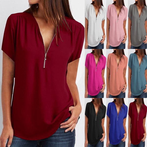 women's blouses women 2022 europe style v-neck zipper bigger sizes short sleeve loose snow spins upper vestidos, White
women's blouses women 2022 europe style v-neck zipper bigger sizes short sleeve loose snow spins upper vestidos, White