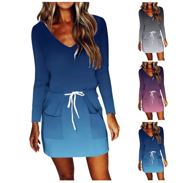 casual dresses gradient color patchwork drawstring dress women autumn loose v neck long sleeve mini pocket clothing, Black;gray
casual dresses gradient color patchwork drawstring dress women autumn loose v neck long sleeve mini pocket clothing, Black;gray