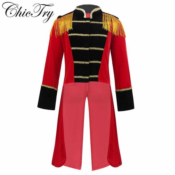 4-8 years kids boys child circus ringmaster costume stand collar fringes gold trimmings tailcoat jacket for halloween cosplay q0910, Blue
4-8 years kids boys child circus ringmaster costume stand collar fringes gold trimmings tailcoat jacket for halloween cosplay q0910, Blue