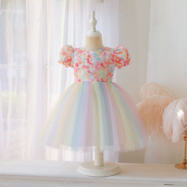children' princess pompous colorful gauze show foreign style little girl piano performance dress, White;blue
children' princess pompous colorful gauze show foreign style little girl piano performance dress, White;blue