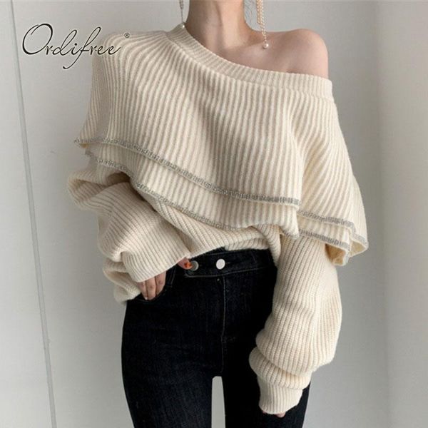 women's sweaters ordi2021 autumn winter women ruffle sweater knitted pullover long sleeve vintage thick warm female, White;black
women's sweaters ordi2021 autumn winter women ruffle sweater knitted pullover long sleeve vintage thick warm female, White;black
