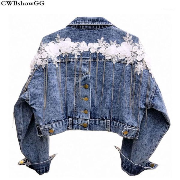 women's jackets cwbshowgg 2021 spring korean flower patchwork fashion embroidery chain tassel loose bat sleeve denim short coat female, Black;brown
women's jackets cwbshowgg 2021 spring korean flower patchwork fashion embroidery chain tassel loose bat sleeve denim short coat female, Black;brown