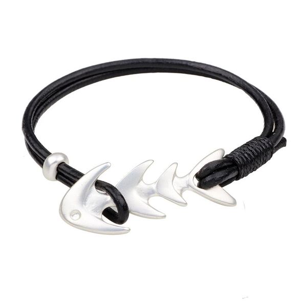 charm bracelets fashion navy wind fish bone bracelet vintage punk black aolly weave genuine leather for men to show personality, Golden;silver
charm bracelets fashion navy wind fish bone bracelet vintage punk black aolly weave genuine leather for men to show personality, Golden;silver