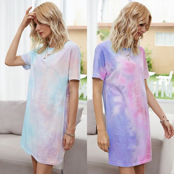 2021 spring and summer new european and american women's selling round neck short sleeve gradient dress, White
2021 spring and summer new european and american women's selling round neck short sleeve gradient dress, White