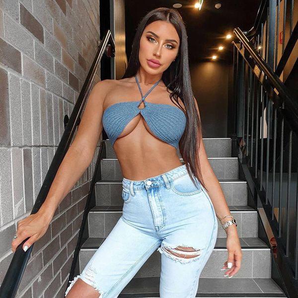 Halter Sexy Knit Crop Tops for Women Fashion Sleeveless Backless Club Party Lacing Cut-Out Cropped Top Strapless, Blue
Halter Sexy Knit Crop Tops for Women Fashion Sleeveless Backless Club Party Lacing Cut-Out Cropped Top Strapless, Blue