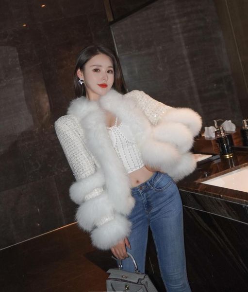 women's wool & blends chic sequined tweed stitching white fur coat cotton women 2021 winter stand collar long sleeve loose cardigan cap, Black
women's wool & blends chic sequined tweed stitching white fur coat cotton women 2021 winter stand collar long sleeve loose cardigan cap, Black