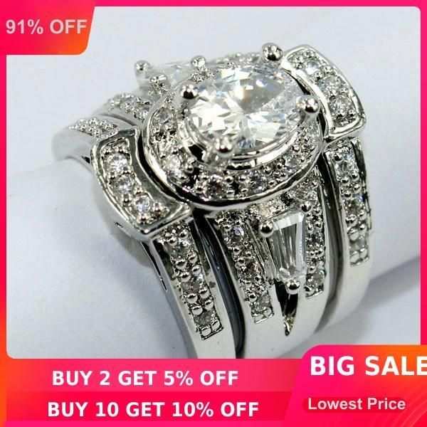 wedding rings choucong vintage 7mm*5mm stone 5a zircon 14kt white gold filled lovers 3-in-1 engagement ring sz 5-11 gift, Slivery;golden
wedding rings choucong vintage 7mm*5mm stone 5a zircon 14kt white gold filled lovers 3-in-1 engagement ring sz 5-11 gift, Slivery;golden