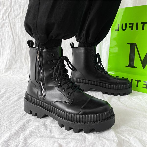 versatile martin boots men's high big toe shoes inner heightening british winter plush work, Black
versatile martin boots men's high big toe shoes inner heightening british winter plush work, Black