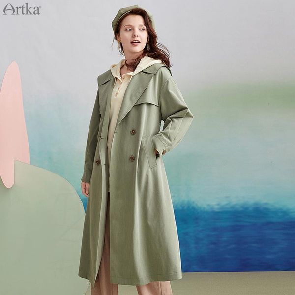 women's trench coats artka 2021 autumn women coat fashion british style double breasted long windbreaker outerwear fa20102q, Tan;black
women's trench coats artka 2021 autumn women coat fashion british style double breasted long windbreaker outerwear fa20102q, Tan;black