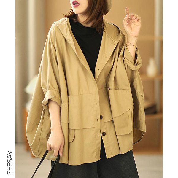 women's jackets oshoplive urban buttoned solid color hooded batwing sleeve loose outerwear for women casual coat jacket, Black;brown
women's jackets oshoplive urban buttoned solid color hooded batwing sleeve loose outerwear for women casual coat jacket, Black;brown