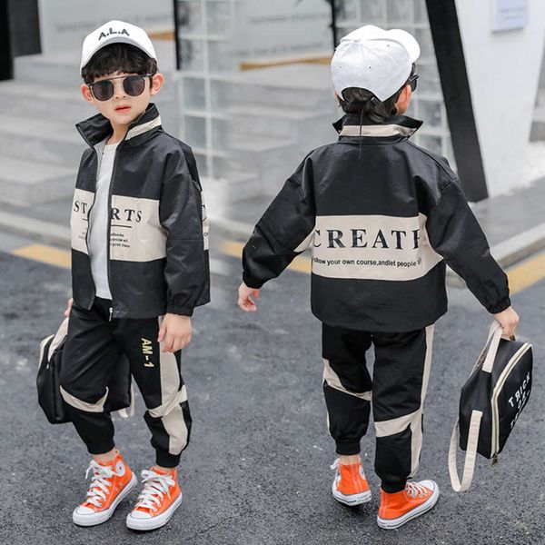 8 2020 spring 9 and autumn new middle school children's leisure sports korean two piece color matching fashion boys' suit, White
8 2020 spring 9 and autumn new middle school children's leisure sports korean two piece color matching fashion boys' suit, White