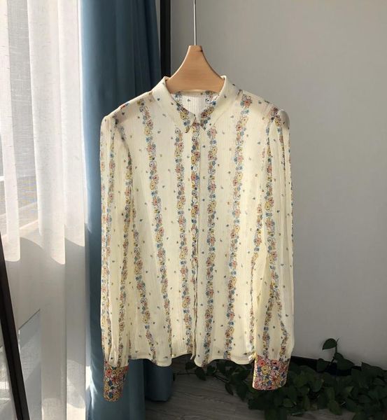 women's blouses & shirts women silk blouse turn down collar floral print vertical striped long sleeve with buttons office ladies wear c, White
women's blouses & shirts women silk blouse turn down collar floral print vertical striped long sleeve with buttons office ladies wear c, White