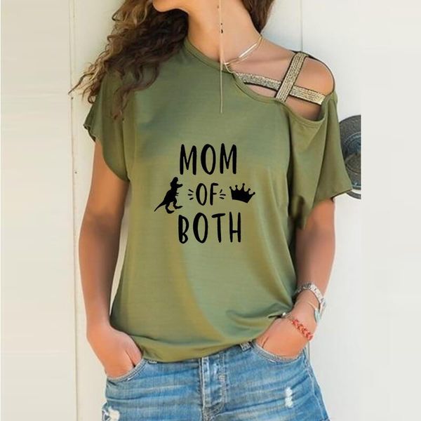 women's t-shirt mother of both crown letter print loose irregular women harajuku skew neck cross bandage for female lover gift, White
women's t-shirt mother of both crown letter print loose irregular women harajuku skew neck cross bandage for female lover gift, White