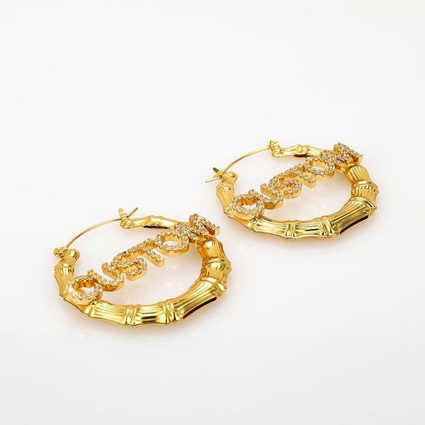 hoop & huggie fashion stainless steel bamboo earrings for women customize zircon name style custom earring, Golden;silver
hoop & huggie fashion stainless steel bamboo earrings for women customize zircon name style custom earring, Golden;silver