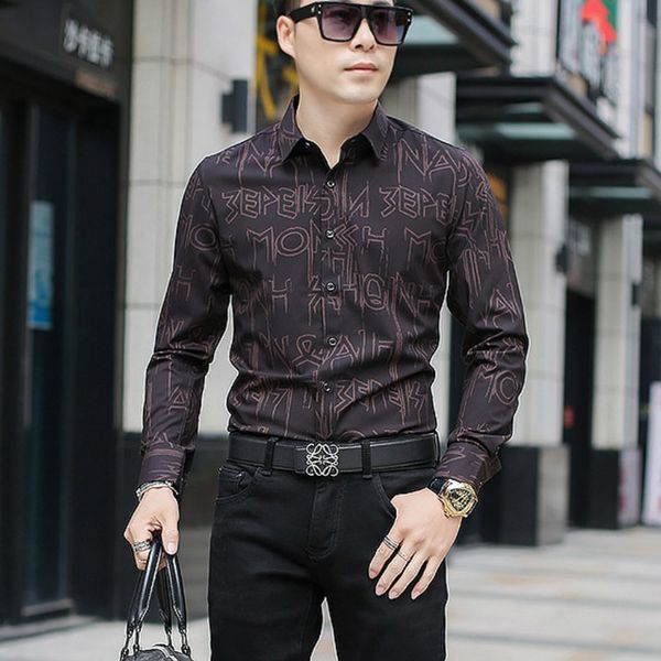 2021 spring men's shirts fashion letter formal male printing business dress shirt thin social adjustment streetwear blouse party 4epj, White;black
2021 spring men's shirts fashion letter formal male printing business dress shirt thin social adjustment streetwear blouse party 4epj, White;black
