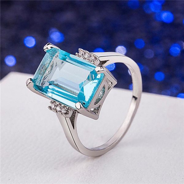 cluster rings classic sea blue stone ring fashion luxury lady engagement wedding bands jewelry accessories for women party gift, Golden;silver
cluster rings classic sea blue stone ring fashion luxury lady engagement wedding bands jewelry accessories for women party gift, Golden;silver