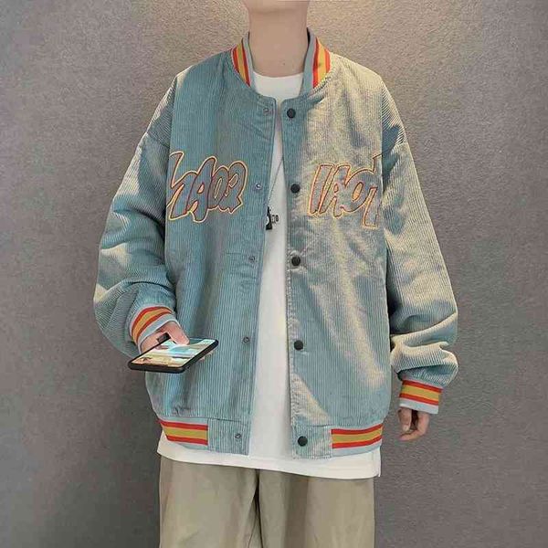 autumn and winter street corduroy baseball jacket men's korean version plush tide brand loose embroidered jacket, Black
autumn and winter street corduroy baseball jacket men's korean version plush tide brand loose embroidered jacket, Black