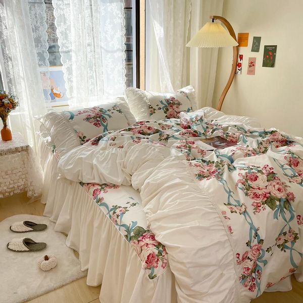 bedding sets luxury white pink vintage floral 100% cotton princess set single double duvet cover bed skirt sheet pillowcases
bedding sets luxury white pink vintage floral 100% cotton princess set single double duvet cover bed skirt sheet pillowcases