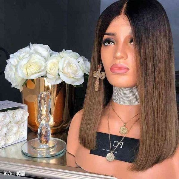 bobo wig women's middle short inside buckle medium long straight hair brown chemical fiber wig, Black
bobo wig women's middle short inside buckle medium long straight hair brown chemical fiber wig, Black