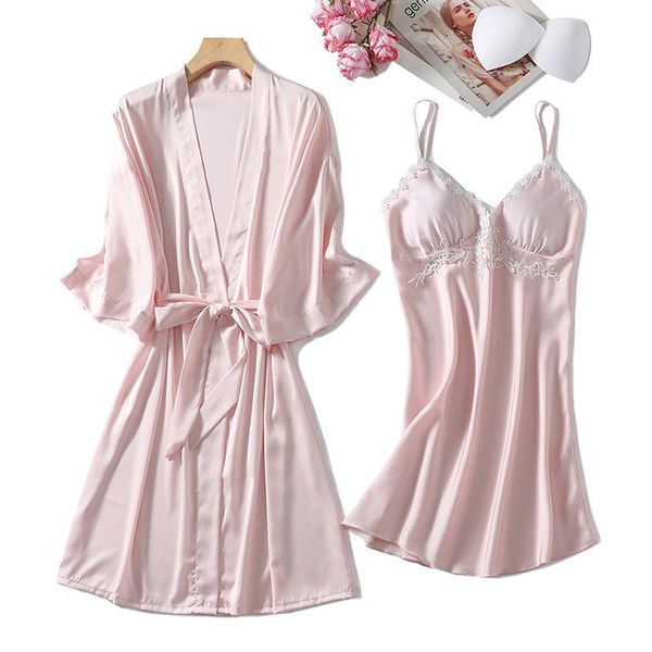 women's sleepwear women 2pcs robe set soft kimono bathrobe gown satin nightgown loose nightdress bridal wedding gift lace homewear, Black;red
women's sleepwear women 2pcs robe set soft kimono bathrobe gown satin nightgown loose nightdress bridal wedding gift lace homewear, Black;red