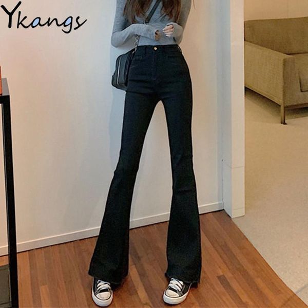 women's jeans high waist black mom flare women slim wide leg pants ladies bell bottom female boyfriend denim trouser streetwear, Blue
women's jeans high waist black mom flare women slim wide leg pants ladies bell bottom female boyfriend denim trouser streetwear, Blue