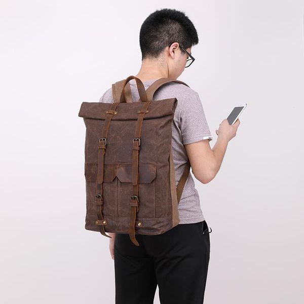 backpack nesitu highend vintage grey coffee army green crazy horse leather canvas 14'' lapwomen men travel bag m0013
backpack nesitu highend vintage grey coffee army green crazy horse leather canvas 14'' lapwomen men travel bag m0013