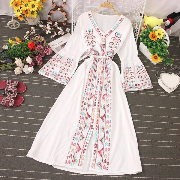 casual dresses ftlzz summer female flare sleeve drawstring a-line slim maxi dress women vintage floral embroidery v-neck long, Black;gray
casual dresses ftlzz summer female flare sleeve drawstring a-line slim maxi dress women vintage floral embroidery v-neck long, Black;gray