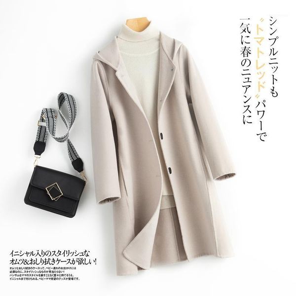 women's wool & blends koijinsky 2021 pure autumn and winter woolen hooded long coat, Black
women's wool & blends koijinsky 2021 pure autumn and winter woolen hooded long coat, Black