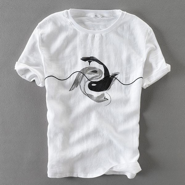 2021 new linen embroidered round neck t-shirt print-double-fish men t shirt short sleeve solid white tshirt mens camiseta eauf
2021 new linen embroidered round neck t-shirt print-double-fish men t shirt short sleeve solid white tshirt mens camiseta eauf
