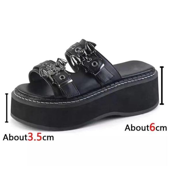 slippers summer platform slipper women fashion casual bat decorative belt buckle wedge slides trend cool punk plus size black 43
slippers summer platform slipper women fashion casual bat decorative belt buckle wedge slides trend cool punk plus size black 43