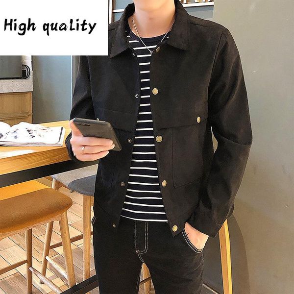 and autumn winter men's coat slim korean version simple pure suede jacket men's plush and handsome, Black;brown
and autumn winter men's coat slim korean version simple pure suede jacket men's plush and handsome, Black;brown