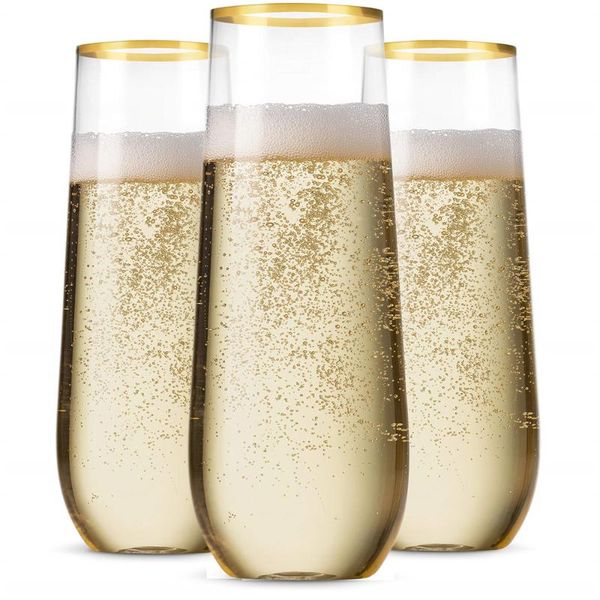 disposable dinnerware 10pcs 9oz plastic champagne flutes gold rim beer cup toasting glasses shatterproof recyclable for party wedding
disposable dinnerware 10pcs 9oz plastic champagne flutes gold rim beer cup toasting glasses shatterproof recyclable for party wedding