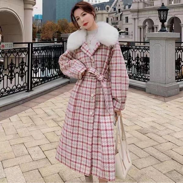 women's wool & blends mid-length retro plaid woolen coat winter temperament goddess fan fur collar ity jacket female gg333, Black
women's wool & blends mid-length retro plaid woolen coat winter temperament goddess fan fur collar ity jacket female gg333, Black