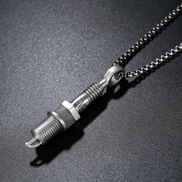 cyberpunk metal spark plug pendant men's hip hop necklace ins wind stainless steel chain jewelry, Silver
cyberpunk metal spark plug pendant men's hip hop necklace ins wind stainless steel chain jewelry, Silver