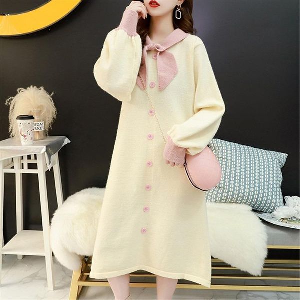 women's sweaters lantern sleeve pullover sweater women loose autumn and winter style lace bow over the knee temperament mid-length, White;black
women's sweaters lantern sleeve pullover sweater women loose autumn and winter style lace bow over the knee temperament mid-length, White;black