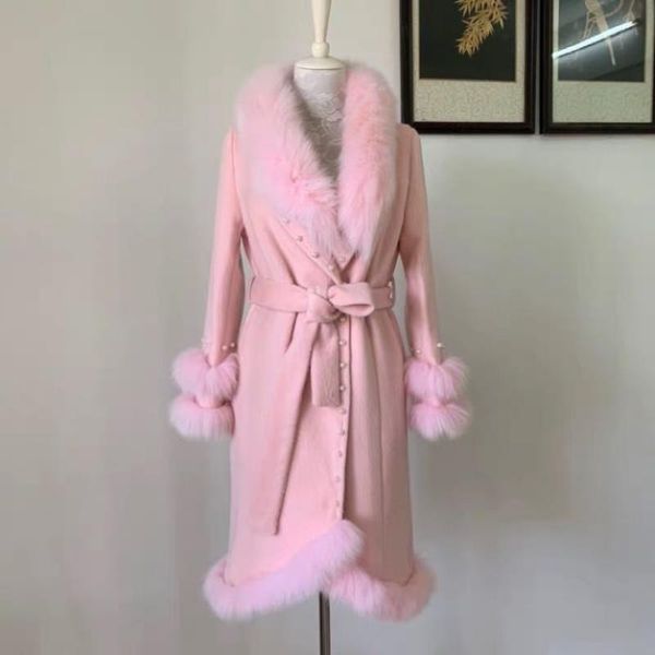 women's wool & blends autumn winter fashion pearl beading cashmere coat women fur collar pink heavy beaded mid-length slim overcoat, Black
women's wool & blends autumn winter fashion pearl beading cashmere coat women fur collar pink heavy beaded mid-length slim overcoat, Black