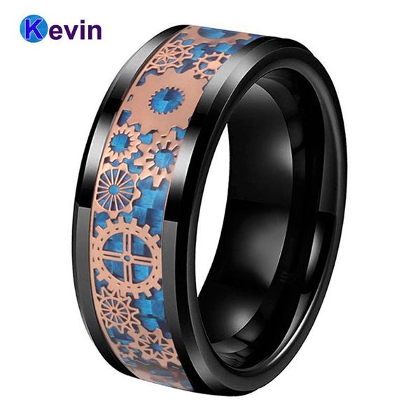 cluster rings black wedding band tungsten ring 8mm with rose gold mechanical gear wheel blue carbon fiber inlay beveled edges comfort fit, Golden;silver
cluster rings black wedding band tungsten ring 8mm with rose gold mechanical gear wheel blue carbon fiber inlay beveled edges comfort fit, Golden;silver