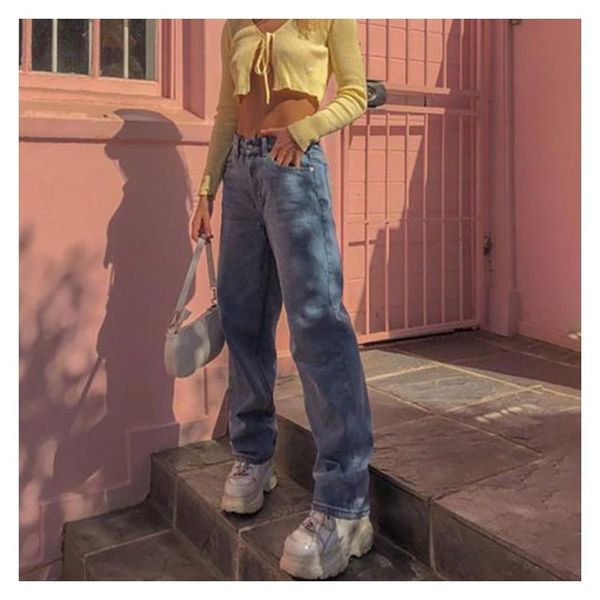 women's jeans zoulv2021 spring fashion wide leg pants high waist loose street retro wild college boyfriend for women, Blue
women's jeans zoulv2021 spring fashion wide leg pants high waist loose street retro wild college boyfriend for women, Blue